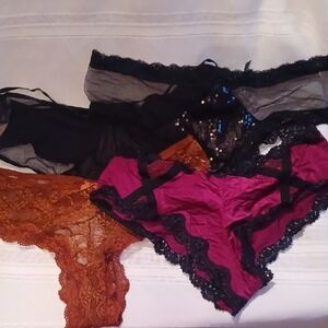 NWT Cheeky Elegant Women's Lace Panty Set - Black, Burgundy, and Brown